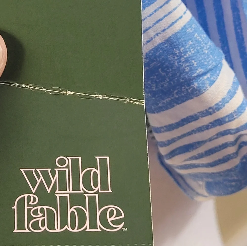 NWT - Wild Fable, Swim Top, Size Large, Blue&White Stripes With Lining